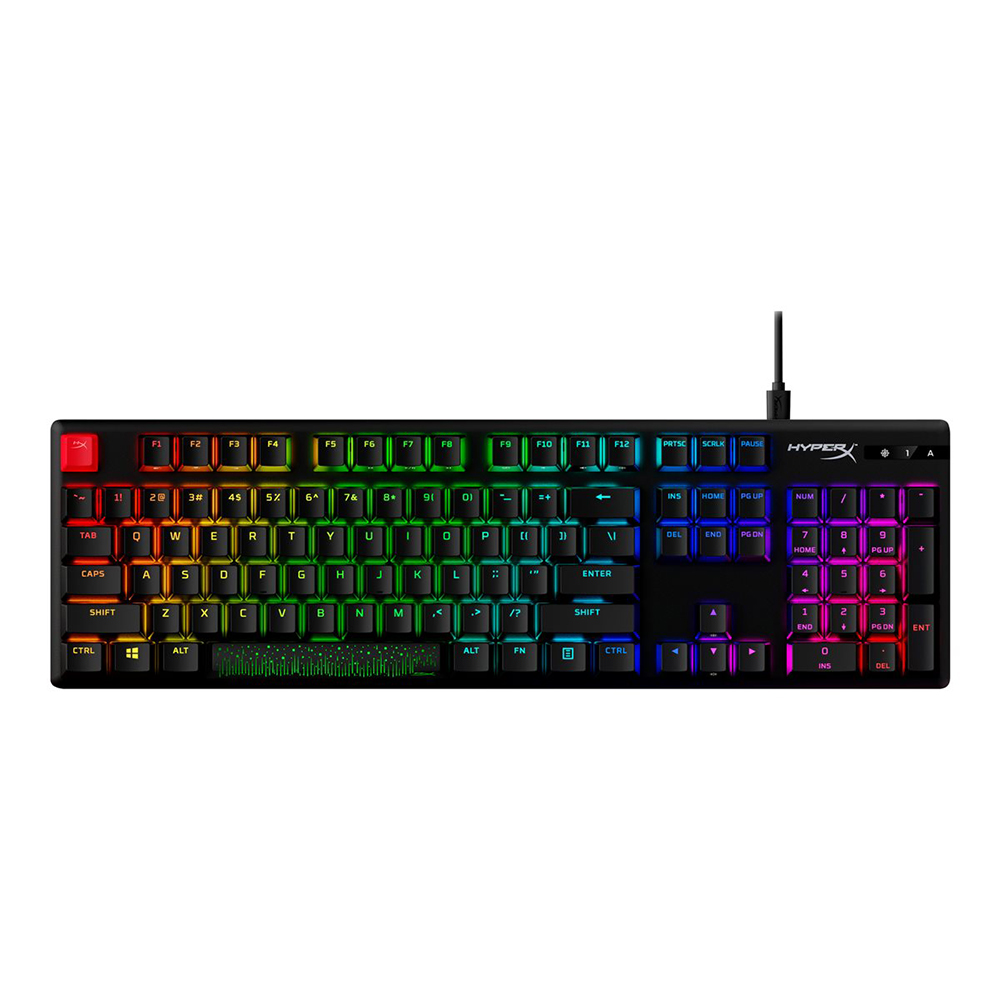 HP tipkovnica HyperX Alloy Origins PBT, žična, igralna, mehanska, stikala Aqua, ameriška razporeditev, RGB, črna